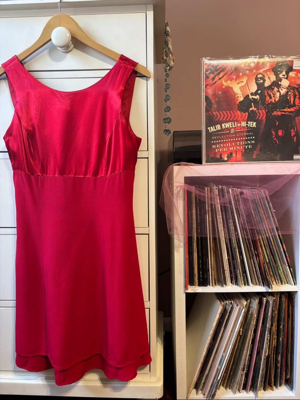 90s Vintage Red Babydoll Mini Dress Satin Iconic Sexy Y2K Party Dance Cocktail 6